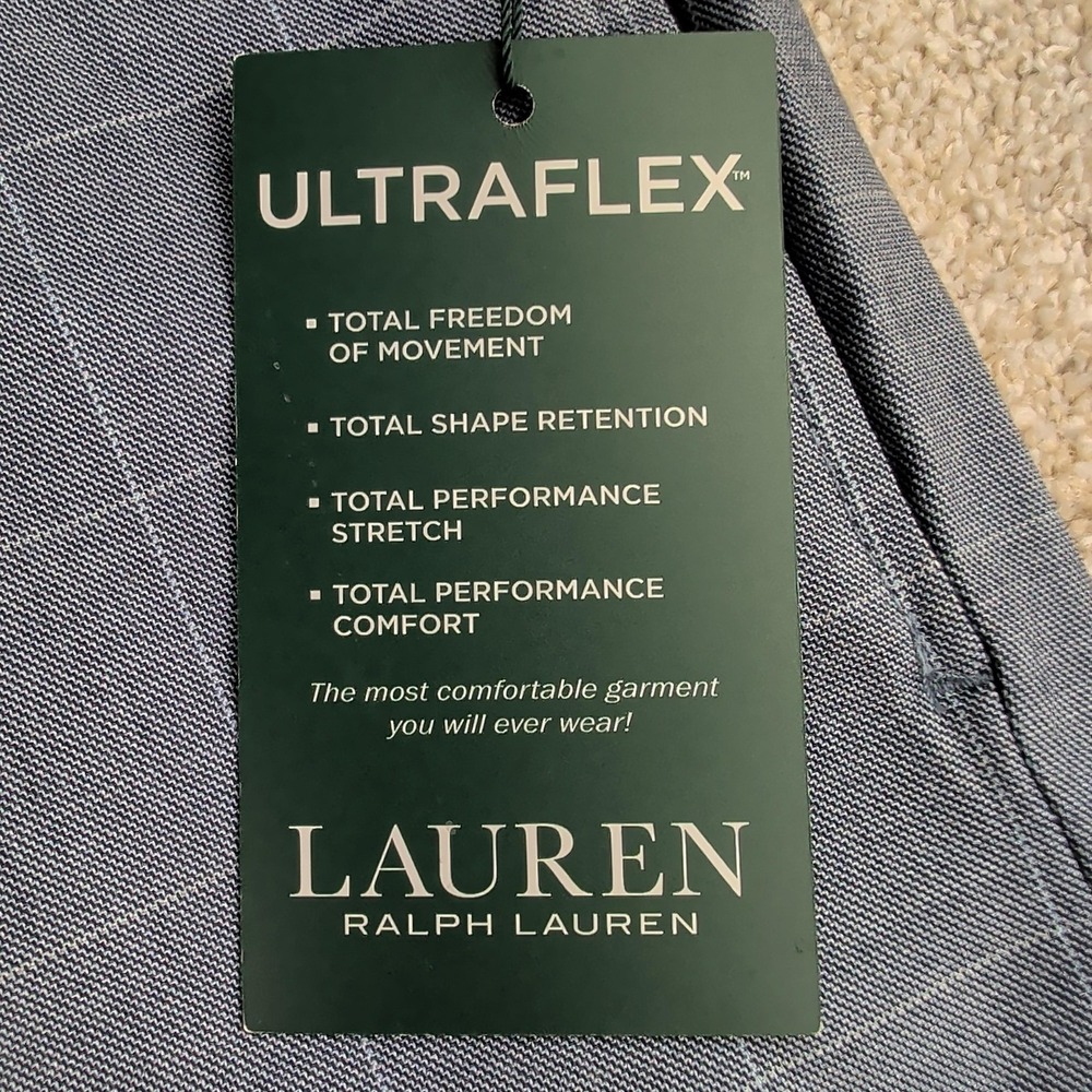 Lauren Ralph Lauren Suit Pants Mens 34x32 Gray Check Ultraflex Stretch Formal - Picture 3 of 12